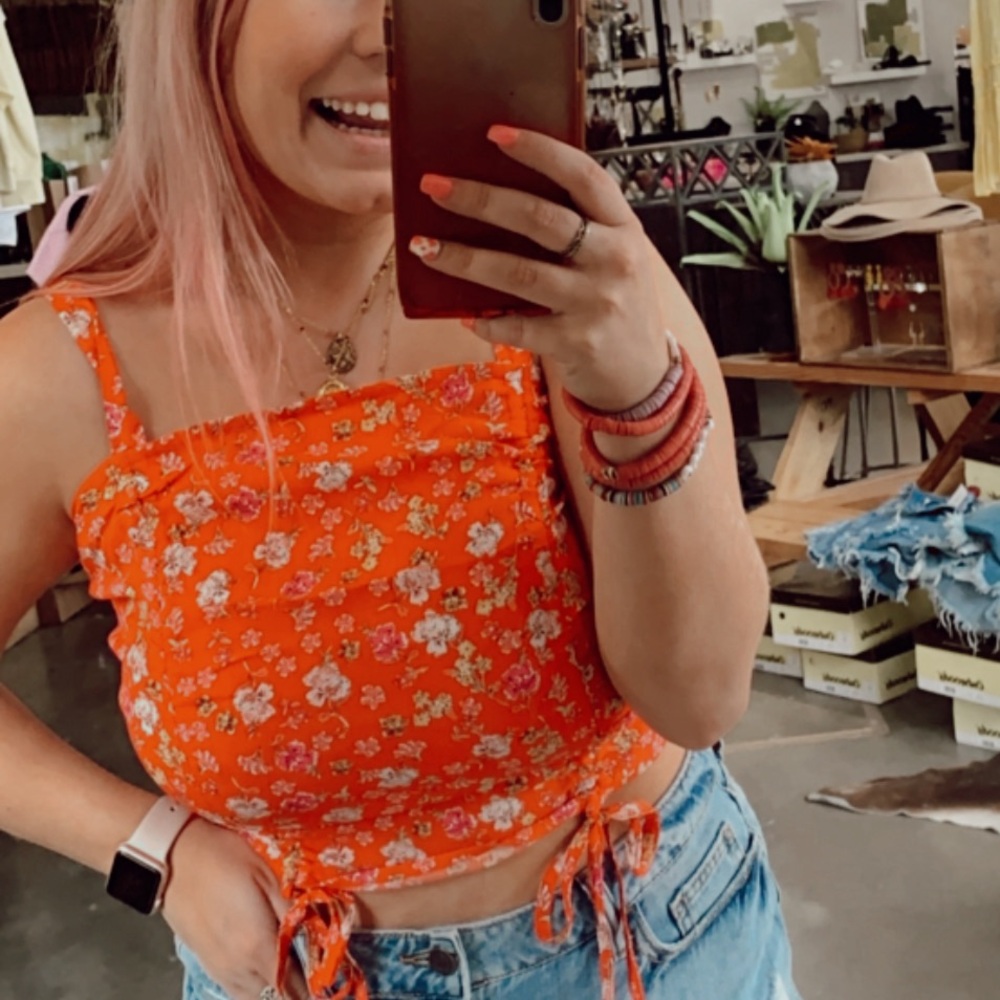 Red Floral crop top
